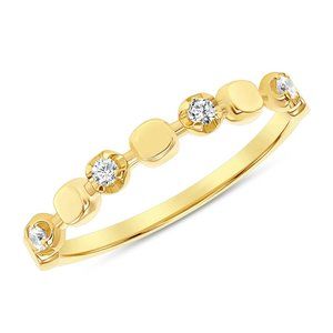 Diamond Round Cut 14K (or 18k upon request) Yellow Gold Stackable Ring